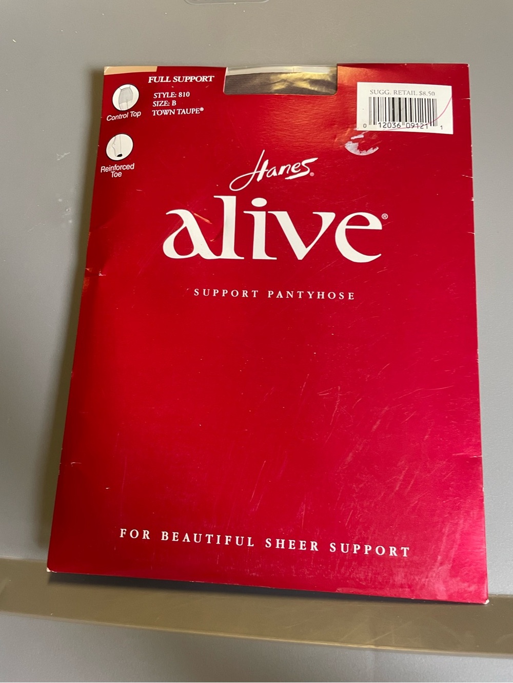 NEW Vintage Hanes Alive 810 Pantyhose Full Support Control Top Sz B Town Taupe